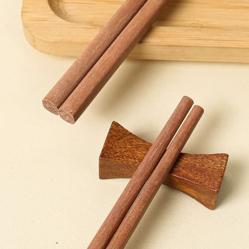 Rzilmer Chopstick Rests, Set of 6, Chopstick Pillows, Wooden Chopstick Rests, Stylish Cutlery Holders (Natural Wood)