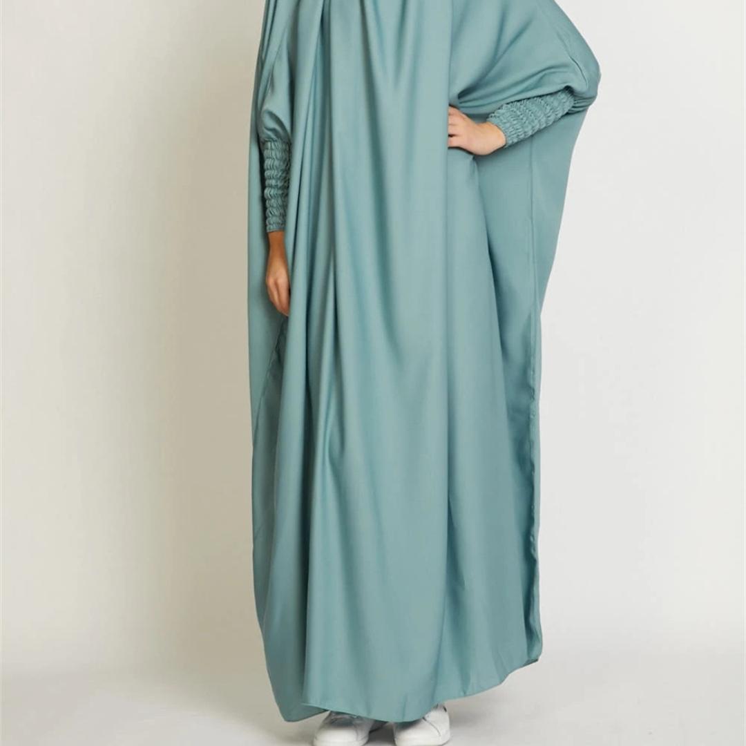 

Мусульманское цельное молитвенное платье с капюшоном и рукавами Абая, женское джилбаб, исламская одежда, Дубай, Саудовский черный халат, турецкая скромность One Size