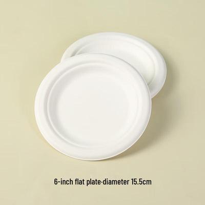 MOLUONA 6-inch Round Disposable Sugarcane Pulp Plates
