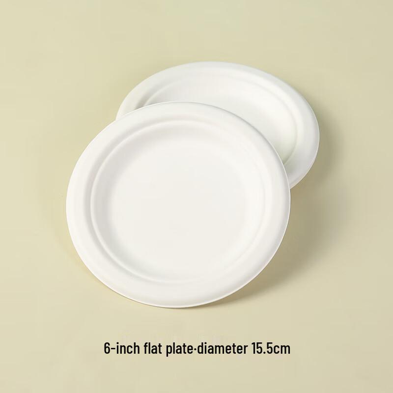 MOLUONA 6-inch Round Disposable Sugarcane Pulp Plates