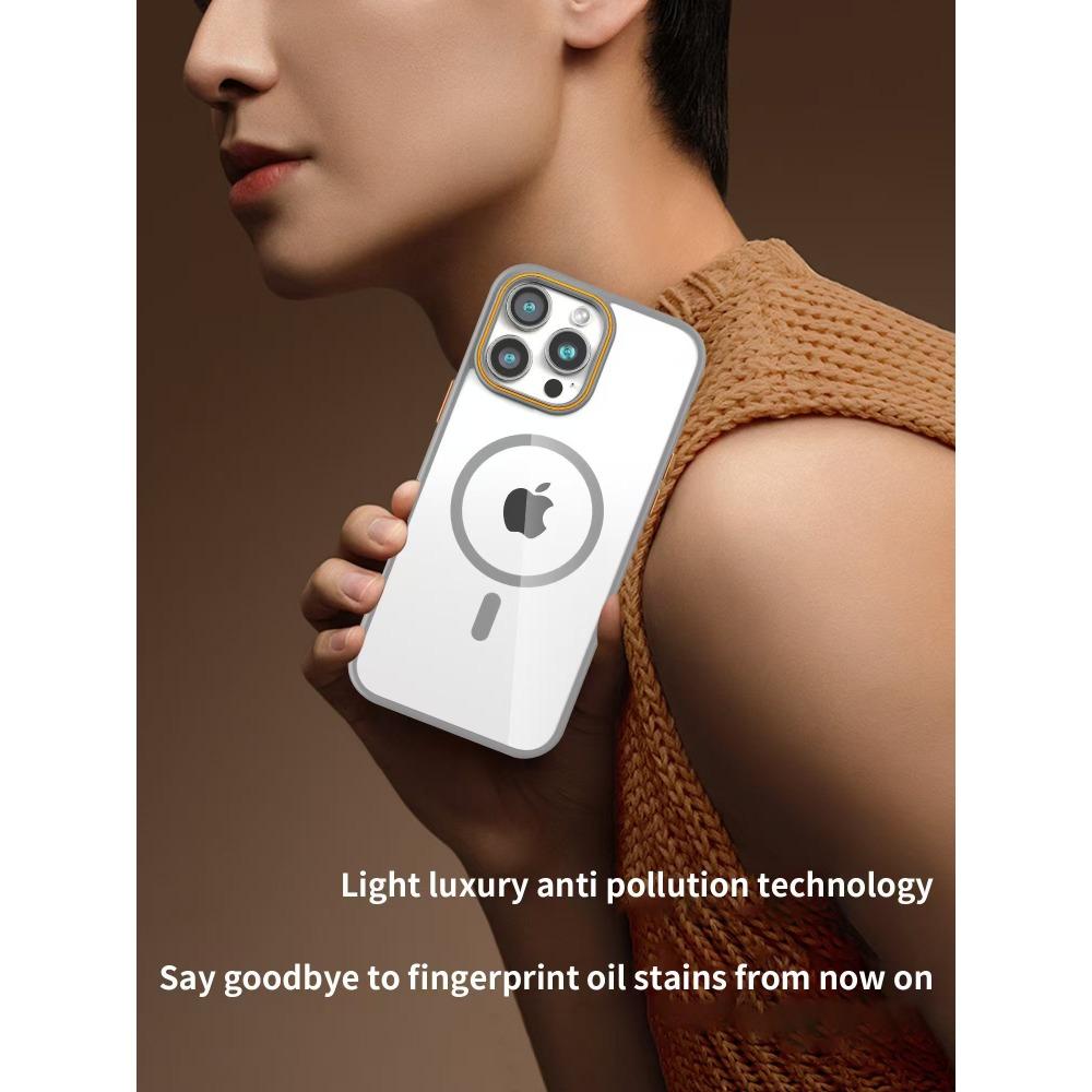 Magnetic Luxury Transparent Acrylic Armor Shockproof Case For iPhone 16 15 14 13 12 11 Pro Max For Magsafe Wireless Charge Cover