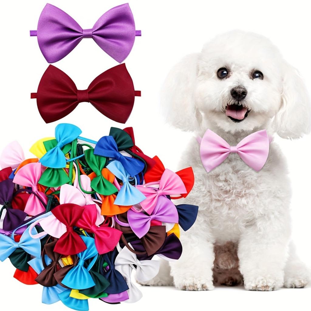 10pcs The latest 2026 pet collar set includes 10 decorative colorful bow collars - adjustable and machine washable.