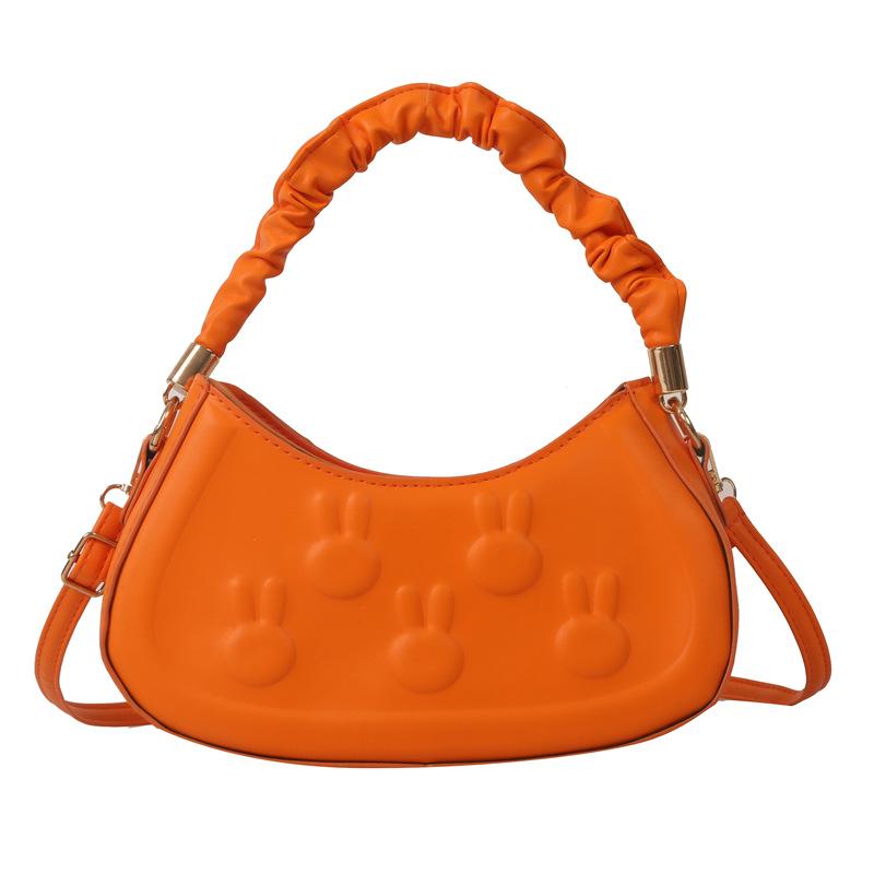 

Проста і модна сумка через плече з відступами 2024 року, нова жіноча сумка з м’якою ручкою, темпераментна ручна сумка солодкого кольору, повсякденна сумка-мессенджер помаранчевий