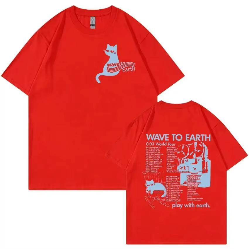 2025 Summer Wave To Earth Cat 003 2024 World Tour Album Print T Shirts Men Women Retro Fashion 100 Pure Cotton Printed Tshirt