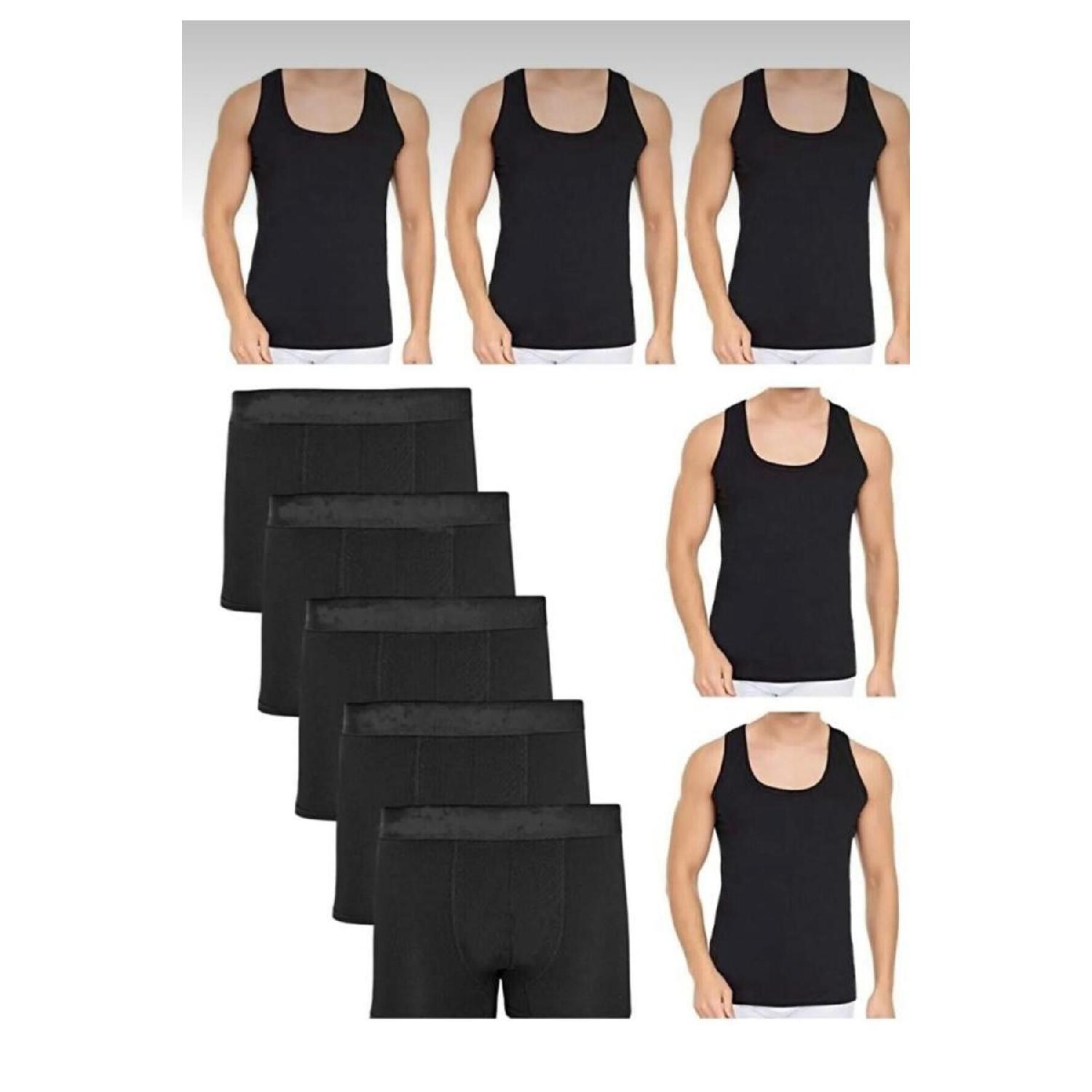 

Economical 10 Piece Undershirt And Boxer Set 5 Undershirt 5 Boxer S чёрный