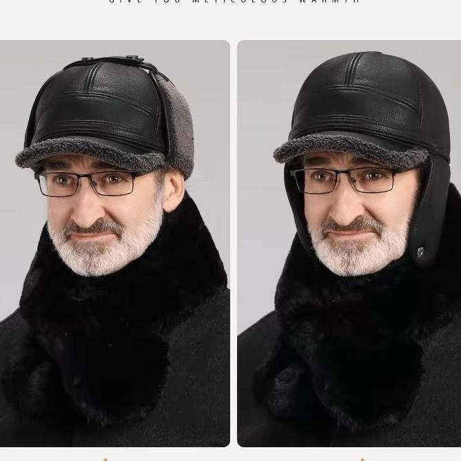 Winter Cotton Thickened Ear Protection Hat Leather Baseball Caps Adjustable