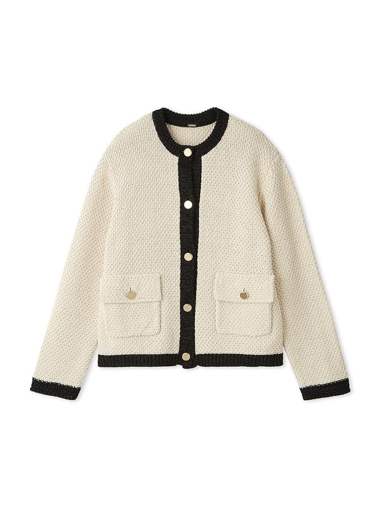 Mira Owen Knit Cardigan with Flap Pockets and Gold 09WND251904IVR0 Buttons,