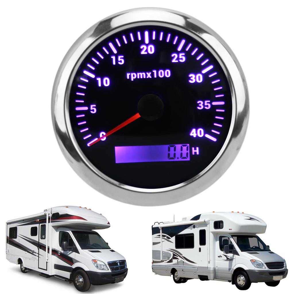 85mm Tachometer Gauge 4000RPM IP67 Waterproof with 7 Color Backlight for Car Boat RV Yacht