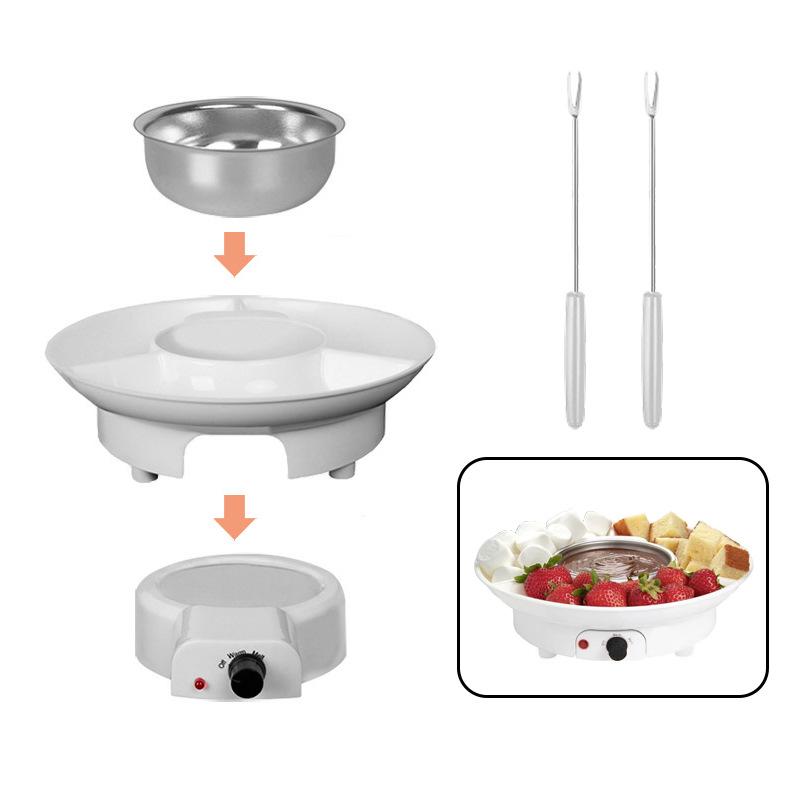 Electric Hot Chocolate & Cheese Fondue DIY Set with Qiaolezi Crispy Cheese Melting Pot