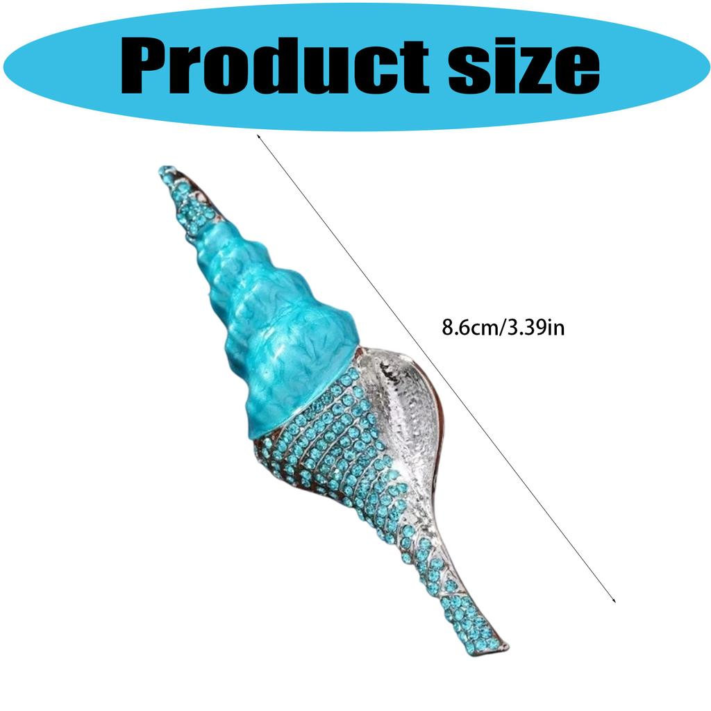 Delicate Conch Shape Brooch Pin Lightweight Stylish Rhinestones Detail Trendy Clothing Embellishment Jewelry
