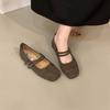 Flat-bottomed retro suede Mary Jane single shoes women's shoes 2025 new spring and autumn soft-soled commuting ladyshoes