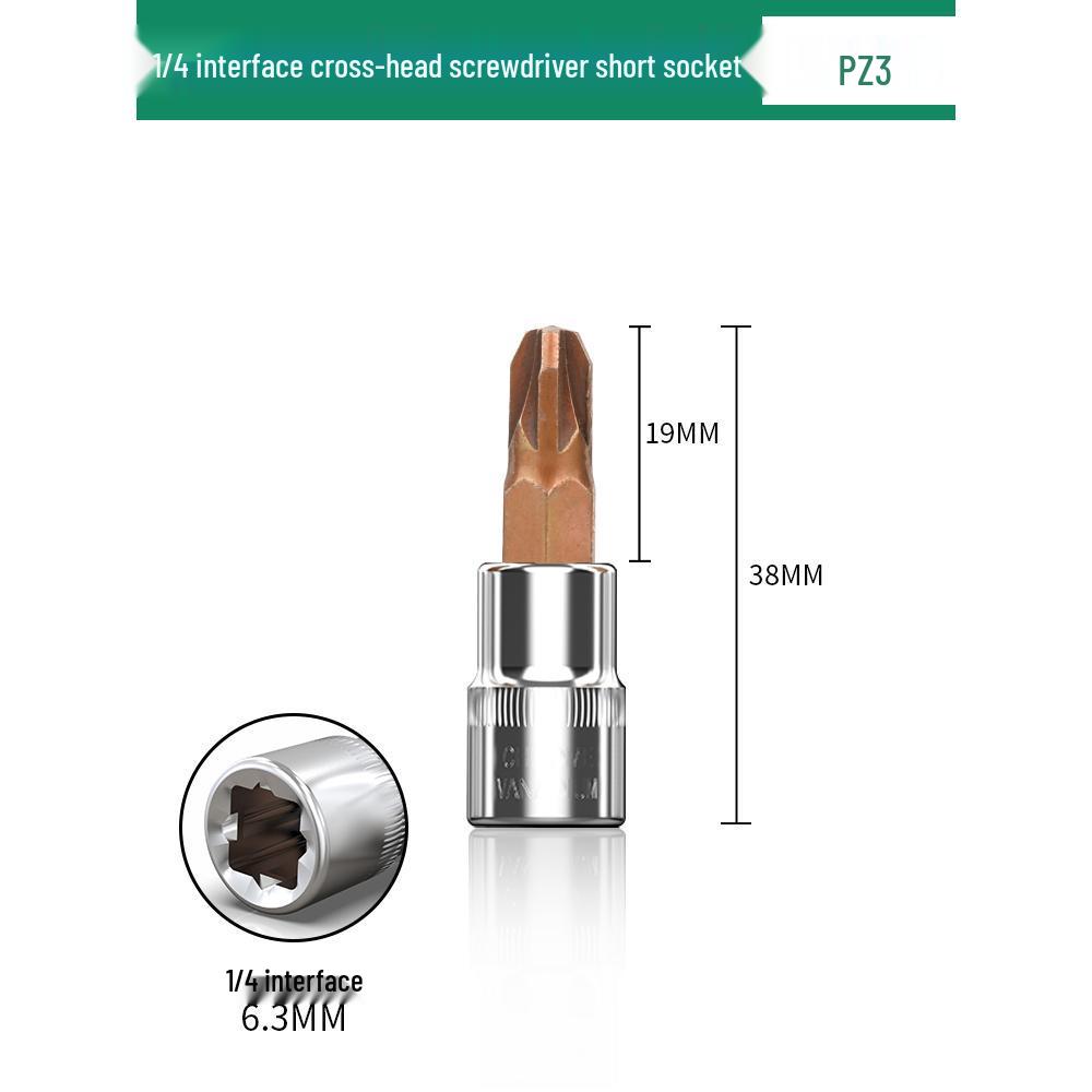 1/4" Small Fly Socket Bit Wrench with T8 Star, Inner Hex, Slotted, Rice Flower, Cross Screwdriver Heads