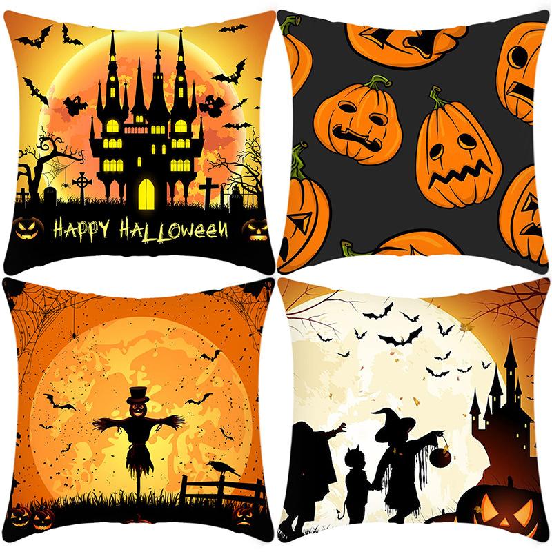 New Halloween Pumpkin Scarecrow Night Print Pillow Home Sofa Cushion Cover