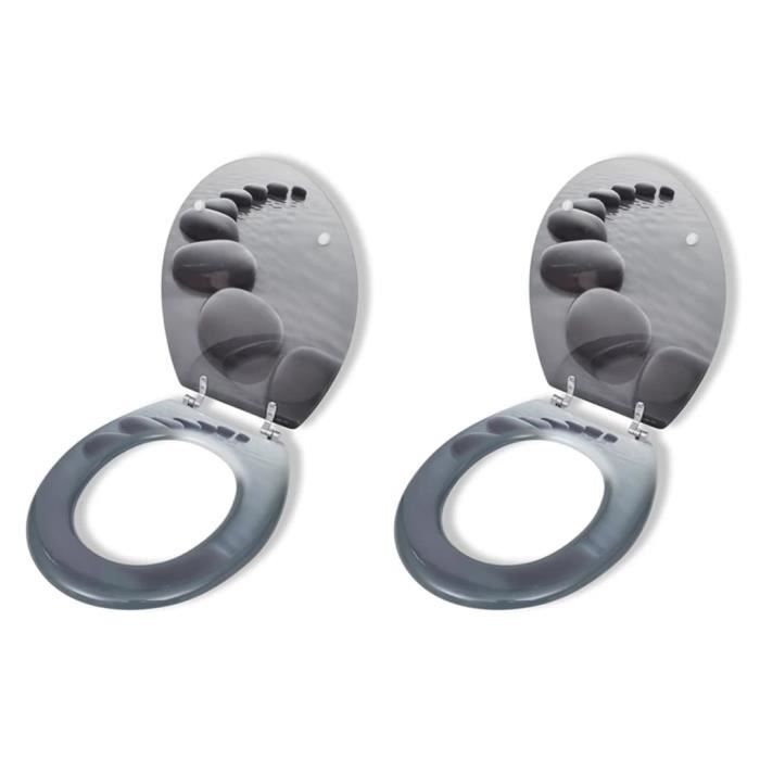 VidaXL Sièges de toilette avec couvercles 2 pcs MDF Pierres