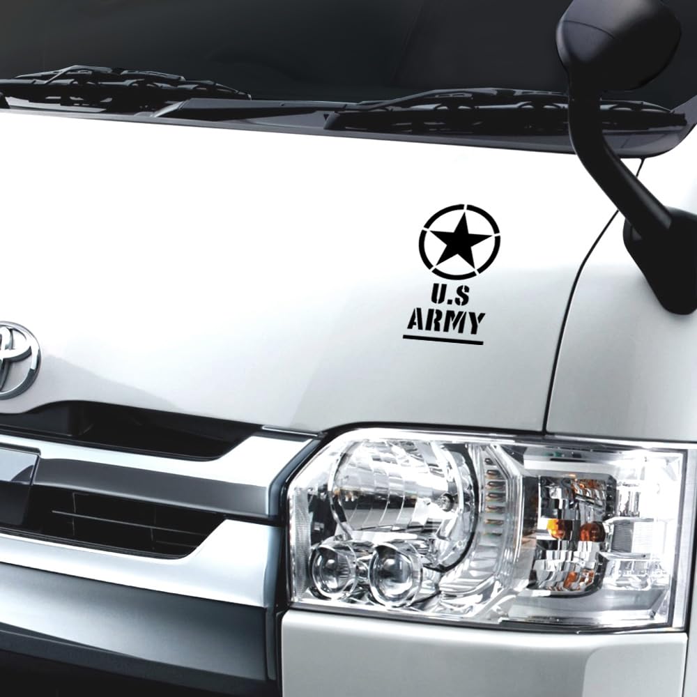 

[KAIMIRU STORE] US Army Star US Army Military Jeep Jimny 4WD Van Universal Car Sticker Outdoor Off-Road (k-402 Black) чёрный