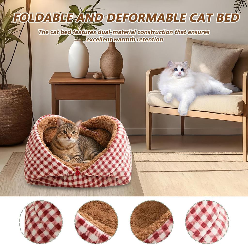 Cat Beds For Indoor Cave Sleeping Nest Foldable Thickened Cat Bed Cave For Calming Outdoor Animal Travel Winter Small Dogs