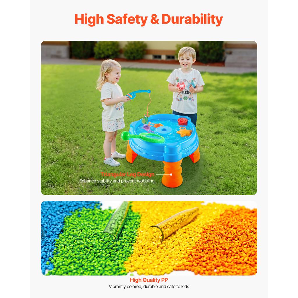 SucceBuy Water Table Playset Children's Outdoor Beach Toy with Fishing Game Set Summer Water Activity Table for Kids Toddlers
