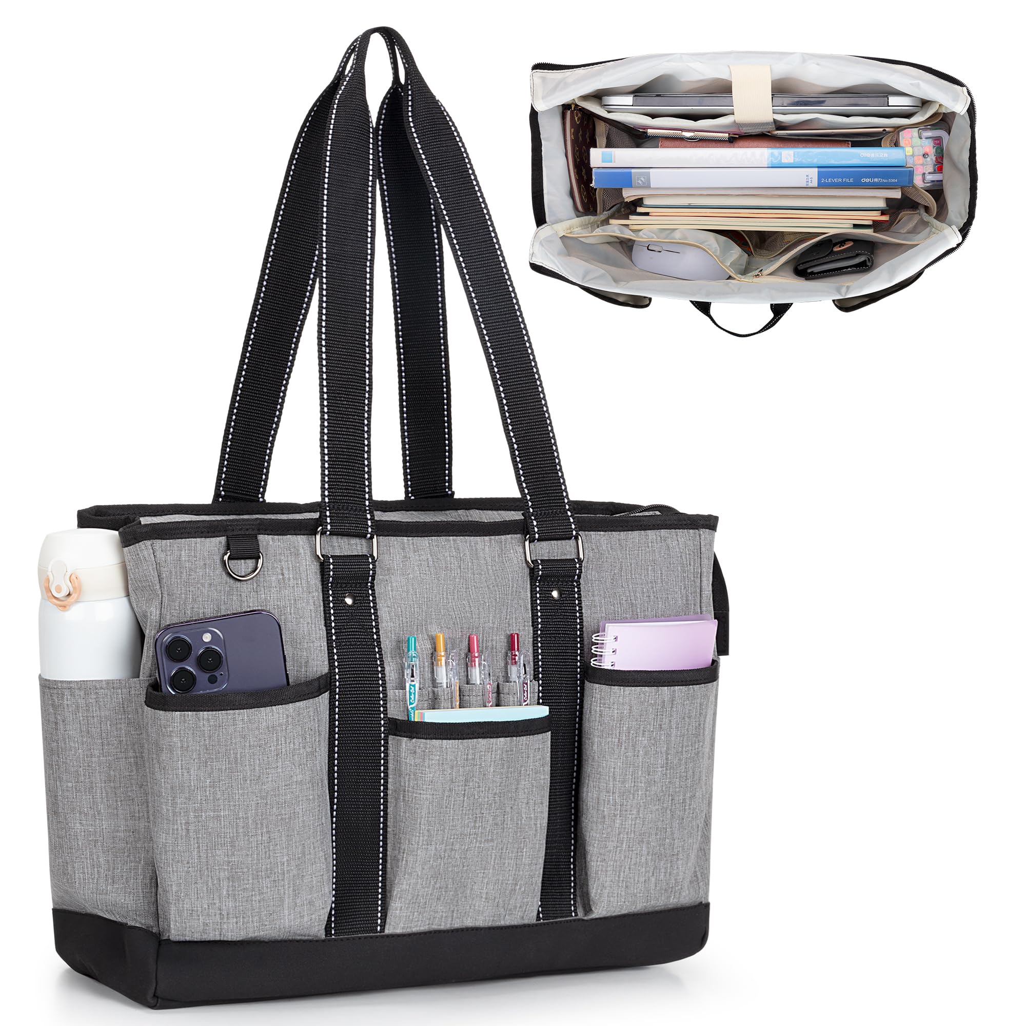 

Сумка для учителя, большая, много документов формата А4, включает в себя держатель для ручки и чехол для поездок на работу в бизнес-серый цвет [Damero], сумка для учителя, вместимость, серый