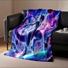 A glowing, humanoid figure with cosmic and lightning effects around. for all seasons blanket lunch break throw gift