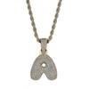 Shiny Letter A  Pendant Miniature Zircon Stone Hip-hop Accessory Gold