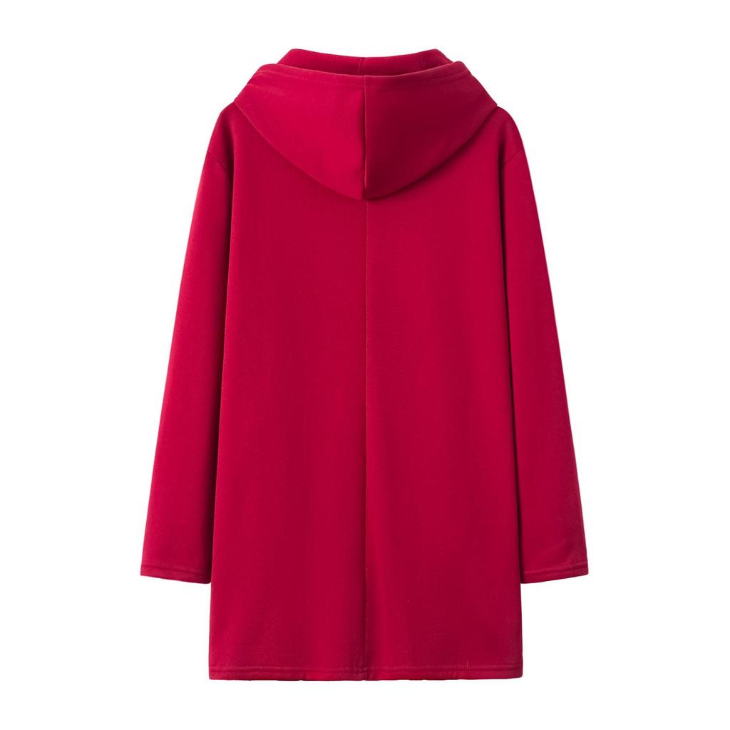 Women's European & American Fashion Side Zipper Fleece-Lined Hooded Jacket Sweatshirt (9510#2024).