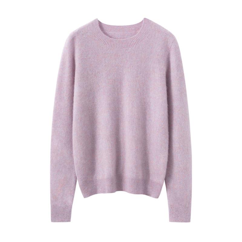 Women's Solid Color Cashmere Round Neck Loose Pullover Base Layer Sweater