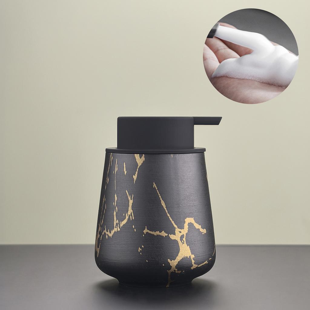 European Ceramic Hand Sanitizer Bottle Marbling Pressing Bottle Bathroom Soap Liquid Container Bathroom Decoration Accessories