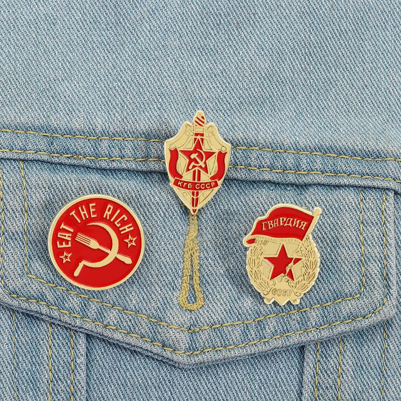 Unione Sovietica Creativa Bandiera Giorno della Vittoria Nastro di San Giorgio Spiga di Grano Spilla Distintivo Metallico Spille Metalliche Souvenir