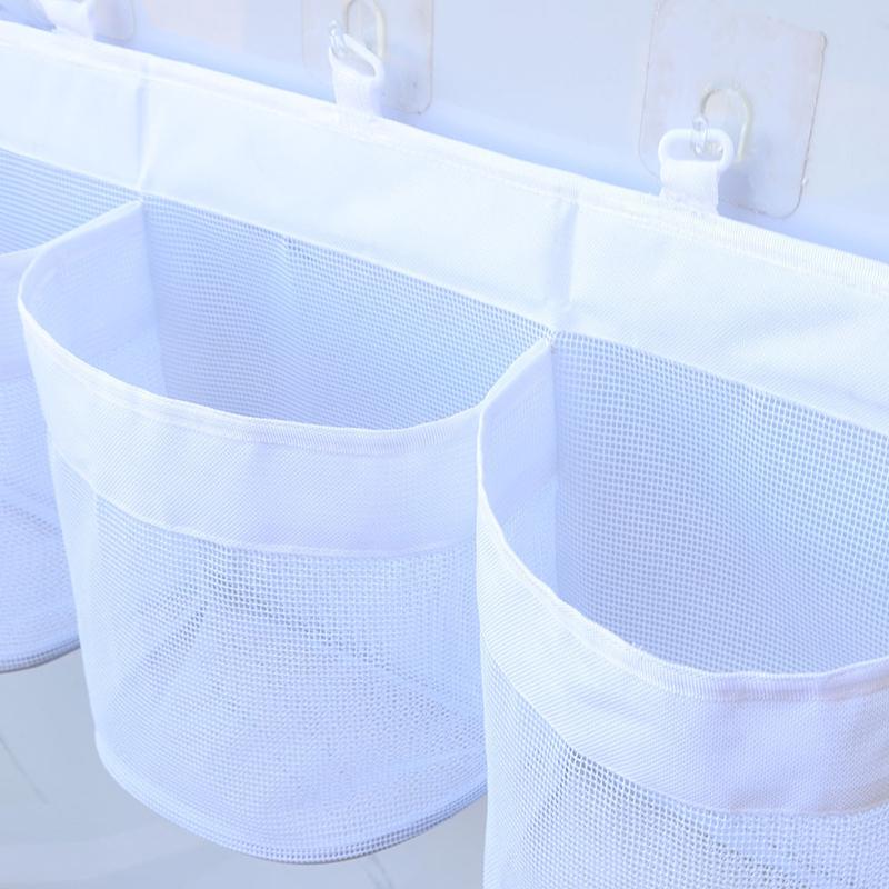 Baby Bath Toys Storage Bag Mesh Net Wall Hanged 3 Compartments Bag Organizer