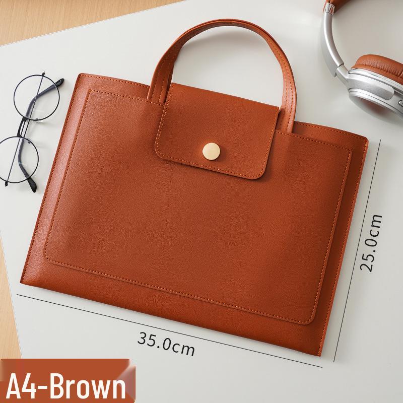 Large Capacity A4 Leather File Bag - Multifunctional Business Office Folder
