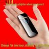 Men's Rechargeable High-Power Windproof Flip Lighter - Sleek Black Technology Design
