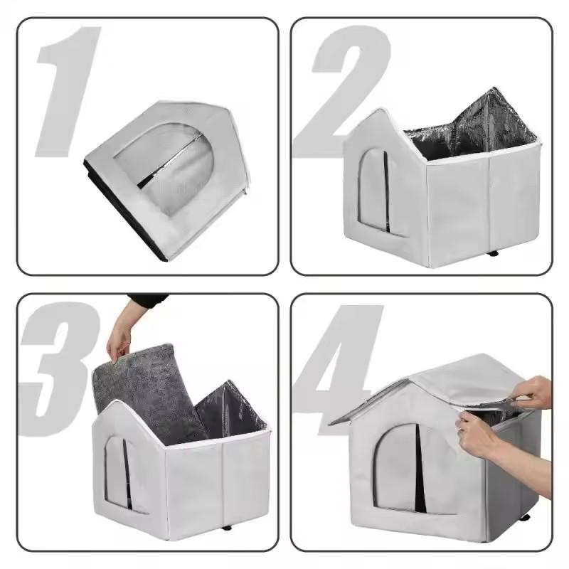 Outdoor Cat House All Season Waterproof Elevated Base Summer Heat Insulation Winter Warm Shelter For Stray Cats Small Dogs
