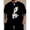 Men'S Casual Stretch Short-Sleeved Crew Neck T-Shirt, Cartoon Print Design Pattern Print T-Shirt, Crew Neck Jumper, Summer Casual Short-Sleeved