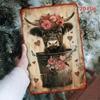 Vintage Cow Floral Metal Wall Art Country Farmhouse Decor Living Room Bedroom Unique Gift Sign