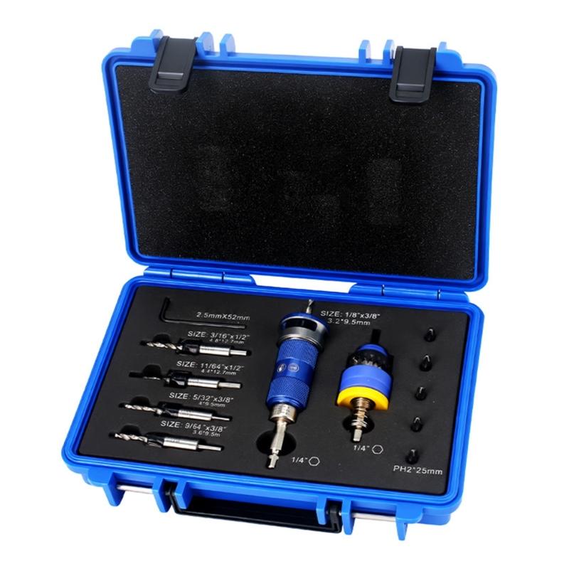 Adjustable Depth Stop Counterbore Drill Bit Set Countersink Drill Bit For Precise Woodworking 3.2mm To 4.8mm Tapered Bit