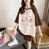 Plus Size Raglan Color Block Pure Cotton Short Sleeve Top for Women - Summer 2026