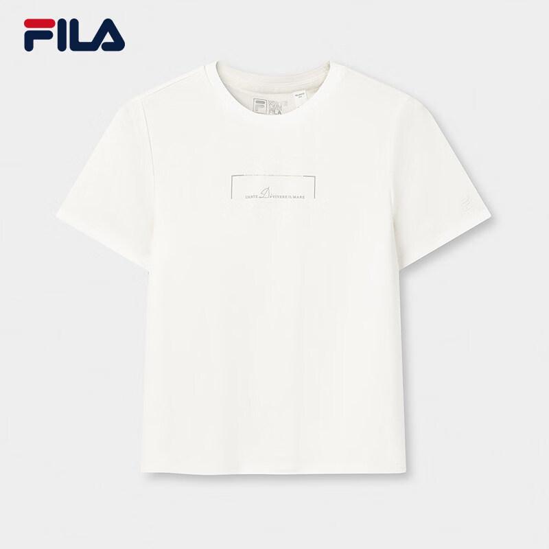 FILA Women s Cloud White Knit Short Sleeve Round Neck T-Shirt 2XL