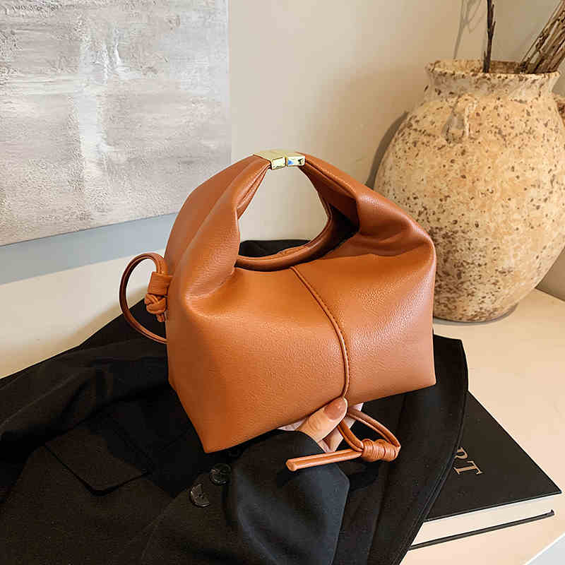 2024 New Vintage Crossbody Bags For Women Trendy Soft Leather Small Handbags Lady Daily Commuter Bucket Bag