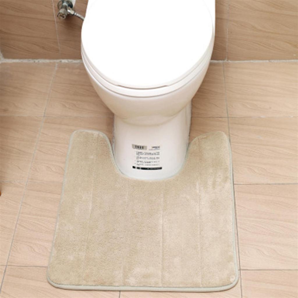 U-shaped Toilet Bath Mat Memory Foam Toilet Mat Soft Anti-Skid Water Absorbing Door Mat Bathroom and Home Decoration