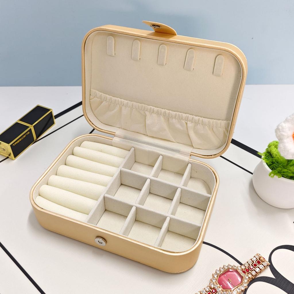 Girls Travel Jewelry Storage Box, Removable Baffle Stud Earrings Ring Bracelet Jewelry Box