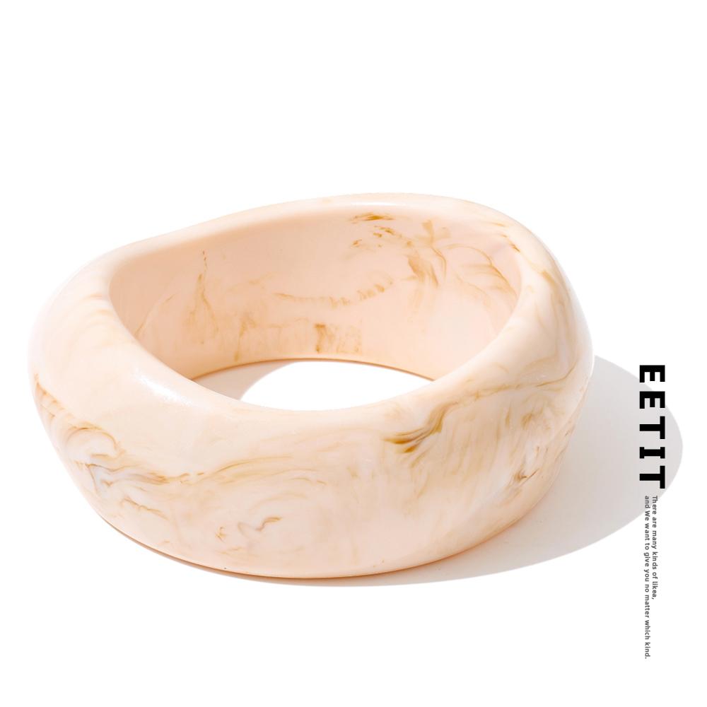 Eetit 65mm Beige Resin Acrylic Wide Chunky Bracelet Bangle for Women Waterproof Stylish Big Trending Wrist Jewelry Wholesale
