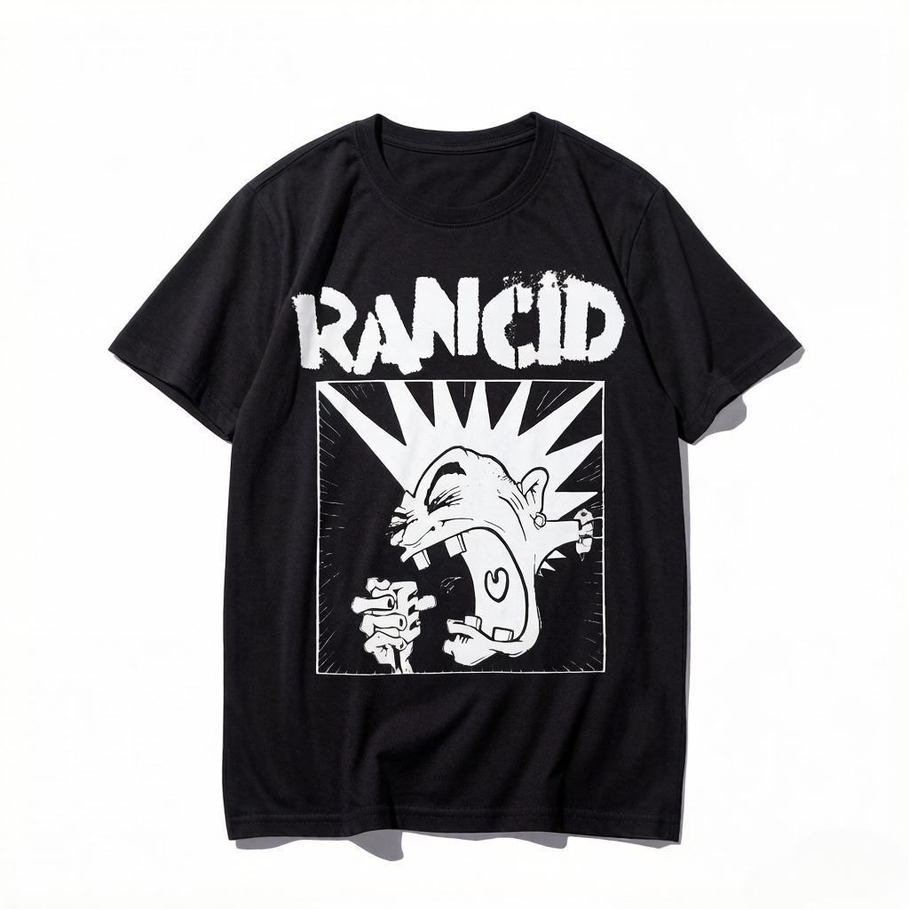 

Rancid Stink Band West Coast High Street Oversize Super Fire Tide Brand Shortsleeved Unisexs and Womens Print Tshirt 2XL
