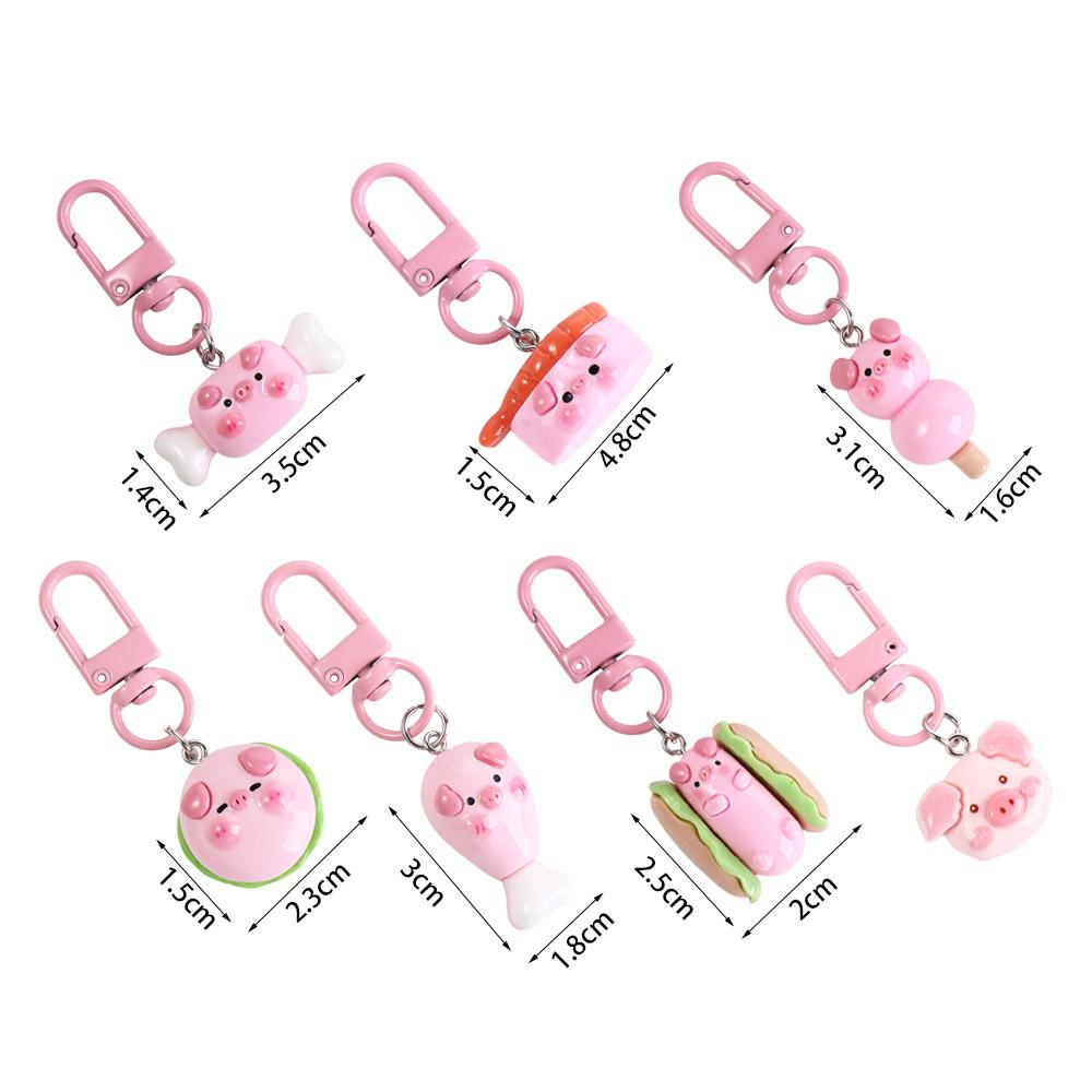 Gourmet Hamburger Pig Animal Keyring Pink Pig Pig Food Keychain  Birthday Gifts