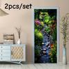 2pcs Natural Garden Stream Wall Stickers Three Dimensional Landscape Stickers Living Room Bedroom Entrance Decoration Stickers S