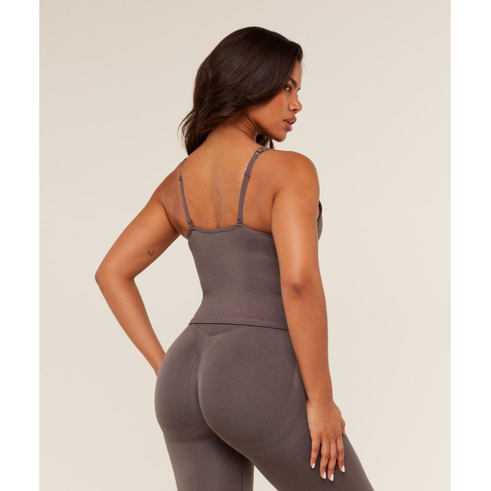 Gymshark Lift Seamless Tank With Shelf Cool Brown B6b8q Nbzg