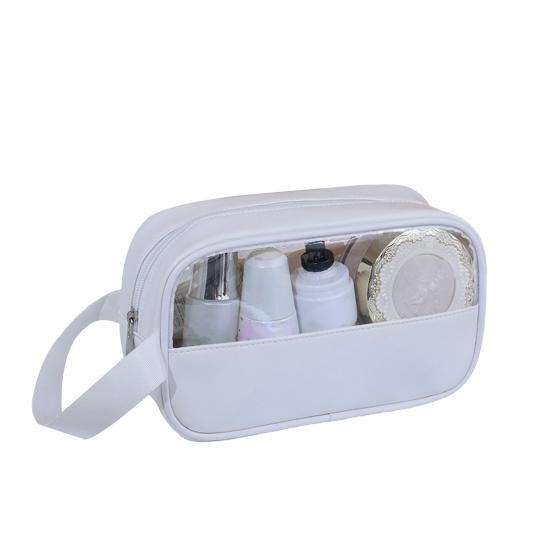 

Органайзер для косметики с прозрачным окошком, застежкой-молнией, дорожная косметичка, сумка для хранения кистей, помад, парфюмерии S белый