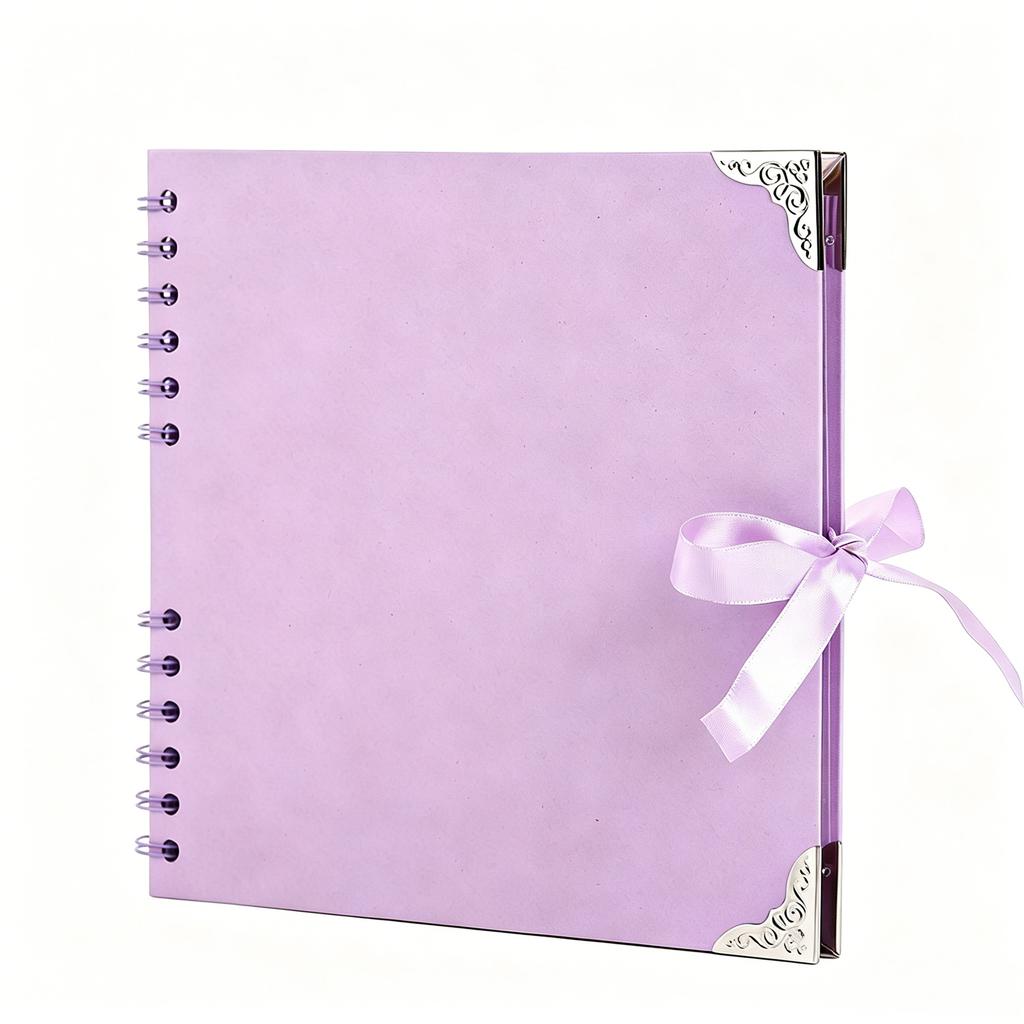 DIY Photo Album 88 Inch, Vintage with Corner Protectors, Ribbon, Black Cardstock Pages for Scrapbooking
