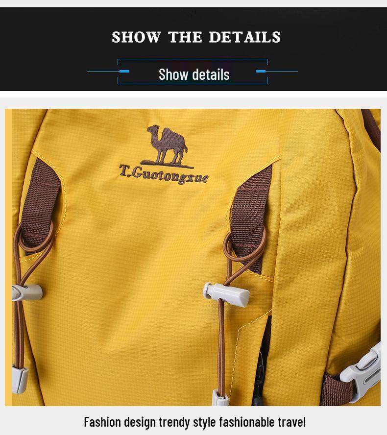 Large Capacity Camel-Style Backpack: Outdoor Travel & School with Spine Protection