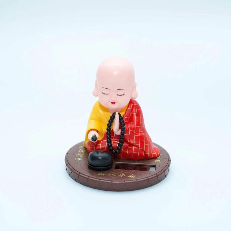 1Pc Car Dash Board Home Office Decoration Solar Powered Bobble Shaking Head Dancing Toy Buddhist Monk Figurines Statues