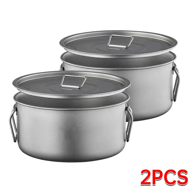 Titanium Pot 2200ML Stockpot with Lid Folding Handle Hiking Picnic Portable Big Capacity Soup Pot Cooking Pot